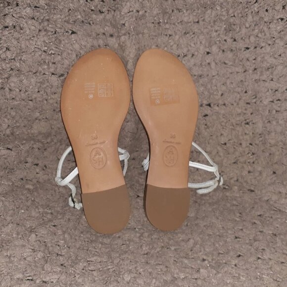 ASH-Marcel-Crystal Silver Skulls-White Leather Ankle Strap Flat Sandal-Sz36-NWOB - Picture 8 of 8